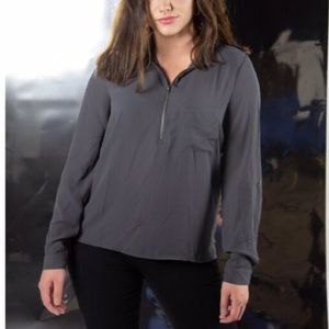 Gray quarter zip up shirt / blouse